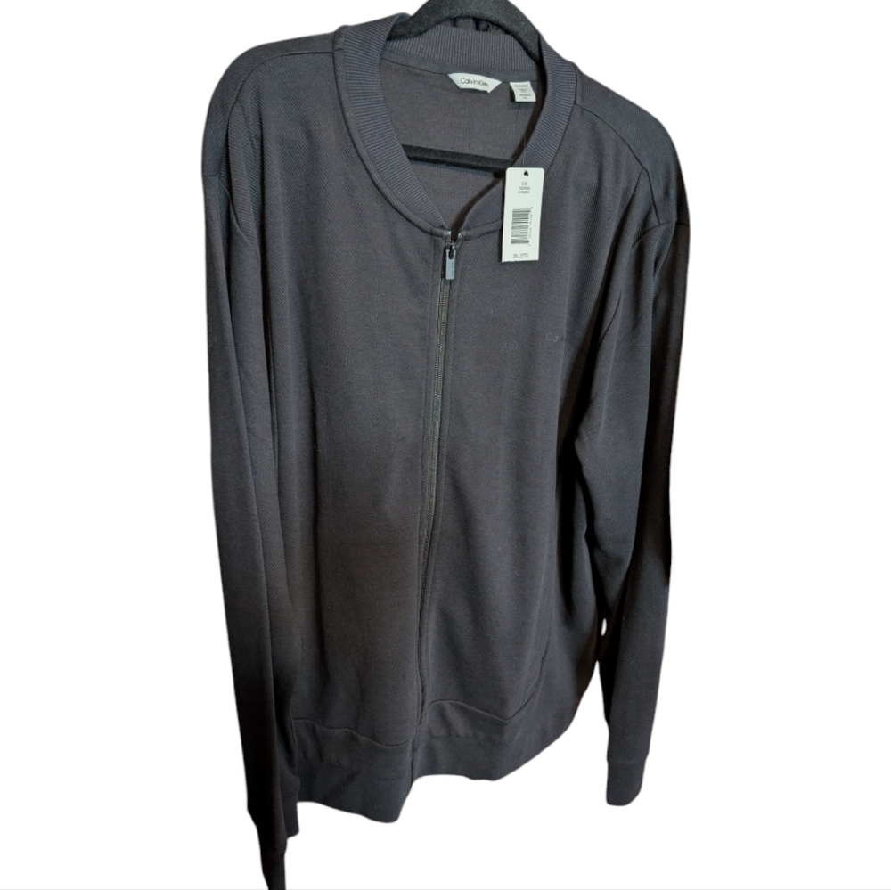 NEW Mens Calvin Klein Full Zip Ribbed Jacket | Black